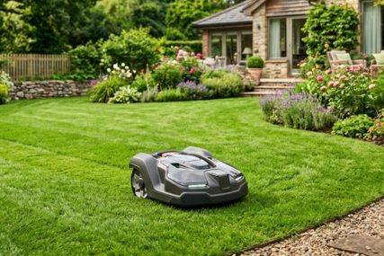 Robot tondeuse moderne jardin