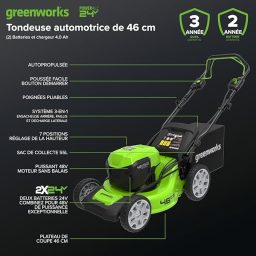Image du fabricant 2 du Greenworks Tondeuse à Gazon Sans Fil