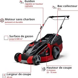 Image du fabricant 4 du Einhell Tondeuse Gazon sans Fil